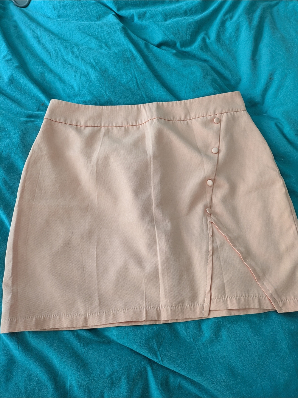Women's Pastel Pink Button-Front Mini Skirt